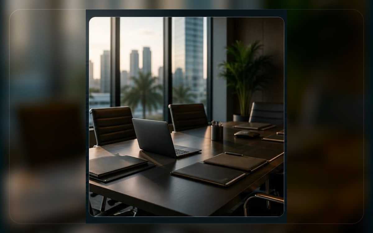 Commercial insurance visual showing a professional office conference room