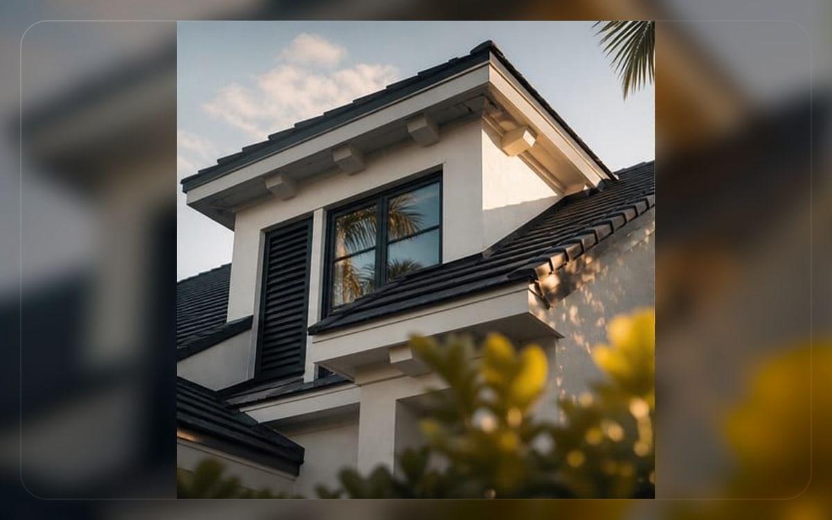 Homeowners insurance visual showing roofline and exterior details on a modern Florida home