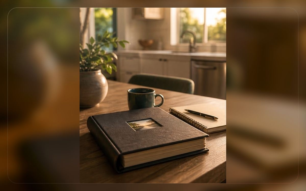 Life insurance visual showing planning notes and a calm home workspace