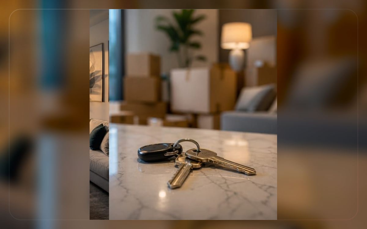 Renters insurance visual showing apartment keys and personal property details